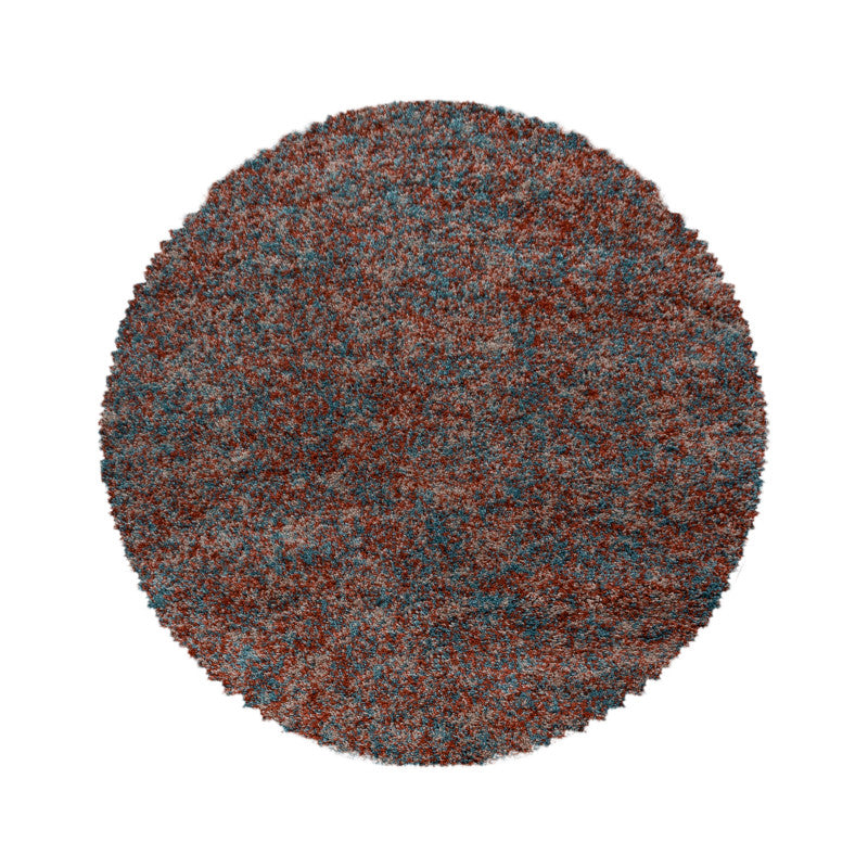 Enjoy Rond Shaggy – Hoogpolig Vloerkleed – 3D-effect – Gemêleerd Terra/Blauw/Beige