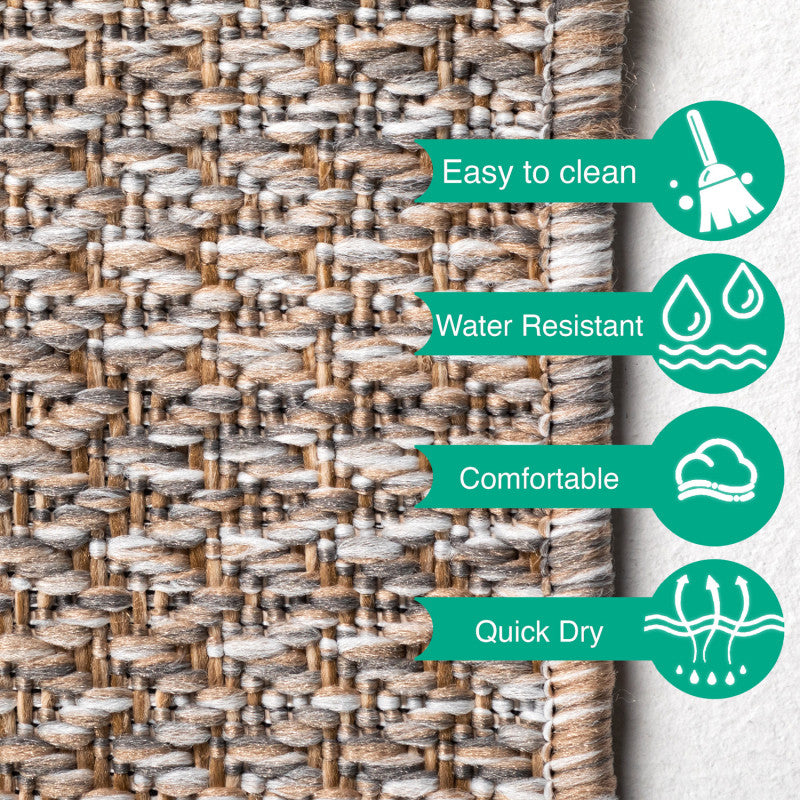 Zagora Vloerkleed – Beige – Laagpolig & Effen – Voor Binnen & Buiten