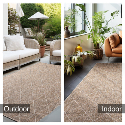 Zagora Vloerkleed – Beige – Laagpolig & Geruit Design – Voor Binnen & Buiten