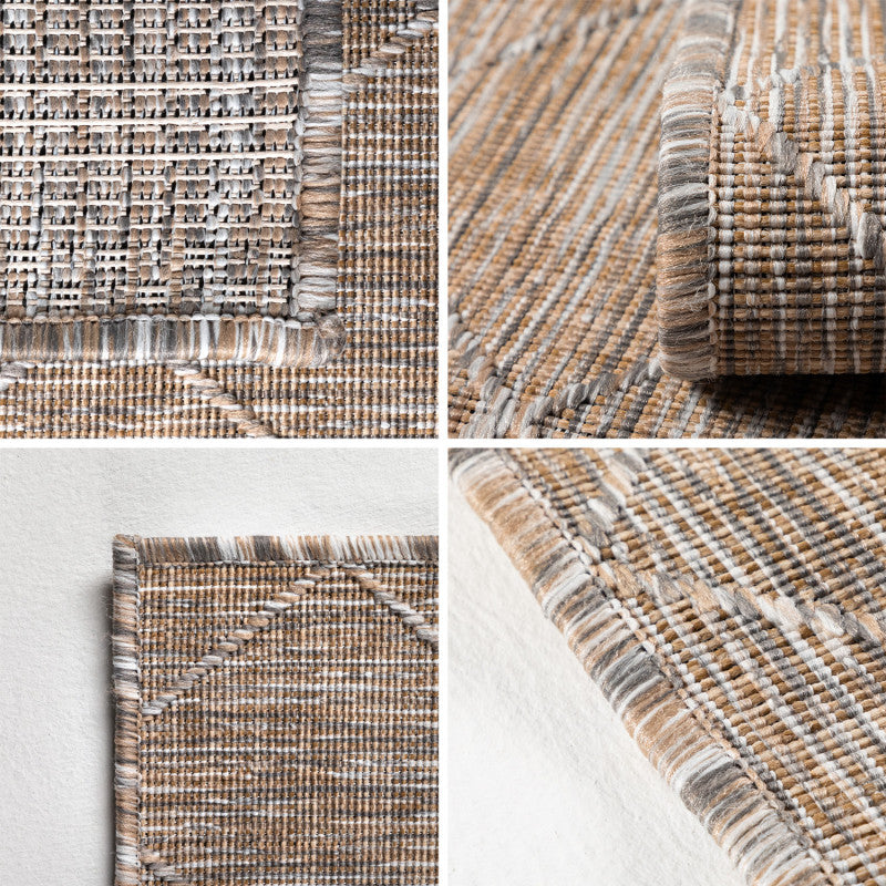 Zagora Vloerkleed – Beige – Laagpolig & Geruit Design – Voor Binnen & Buiten