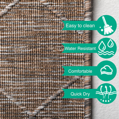 Zagora Vloerkleed – Beige – Laagpolig & Geruit Design – Voor Binnen & Buiten