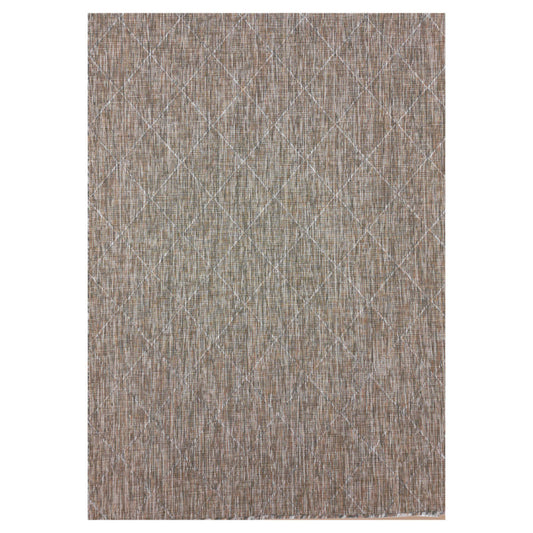 Zagora Vloerkleed – Beige – Laagpolig & Geruit Design – Voor Binnen & Buiten