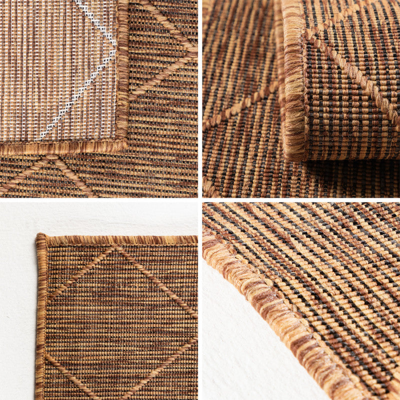 Zagora Vloerkleed – Terra/Oranje – Laagpolig & Geruit Design – Voor Binnen & Buiten