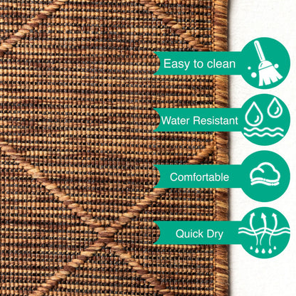 Zagora Vloerkleed – Terra/Oranje – Laagpolig & Geruit Design – Voor Binnen & Buiten