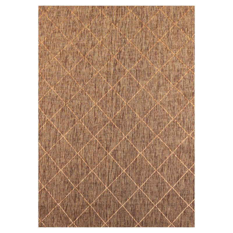 Zagora Vloerkleed – Terra/Oranje – Laagpolig & Geruit Design – Voor Binnen & Buiten