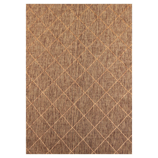 Zagora Vloerkleed – Terra/Oranje – Laagpolig & Geruit Design – Voor Binnen & Buiten