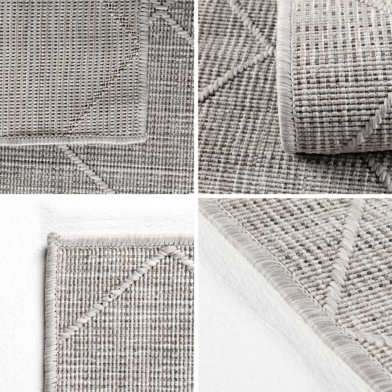 Zagora Vloerkleed – Grijs – Laagpolig & Geruit Design – Voor Binnen & Buiten