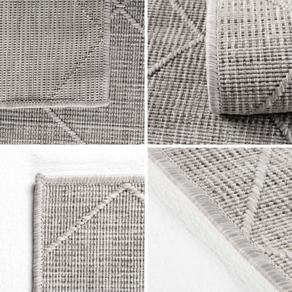 Zagora Vloerkleed – Grijs – Laagpolig & Geruit Design – Voor Binnen & Buiten