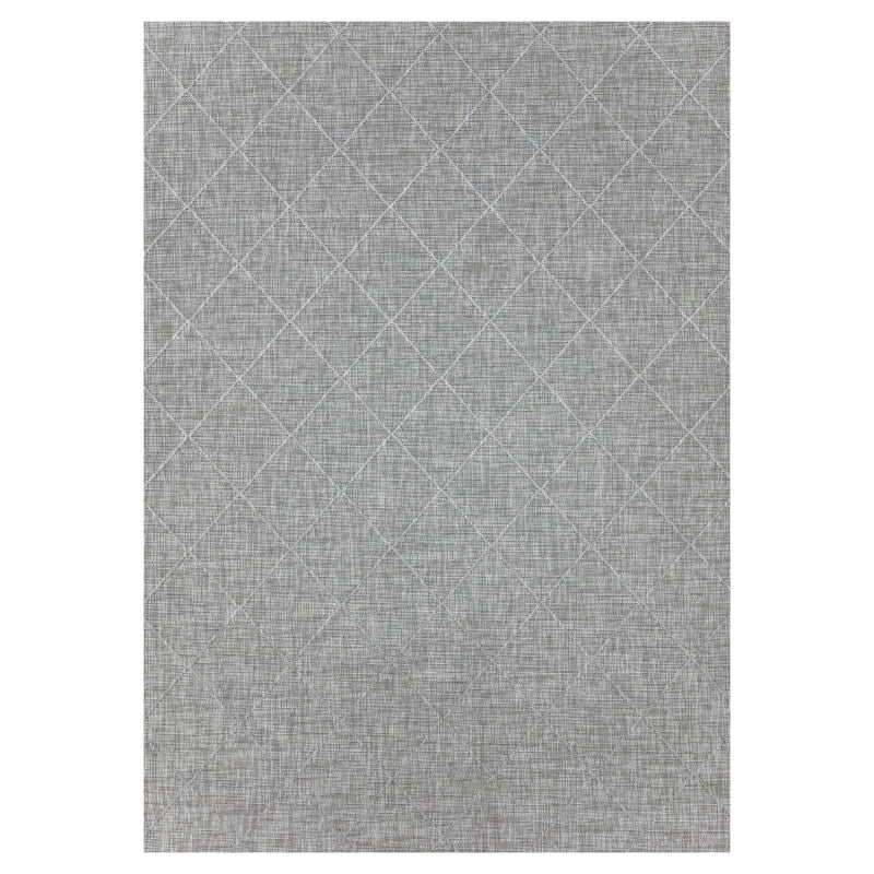 Zagora Vloerkleed – Grijs – Laagpolig & Geruit Design – Voor Binnen & Buiten
