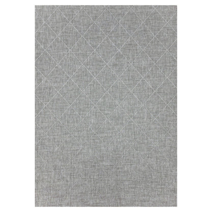 Zagora Vloerkleed – Grijs – Laagpolig & Geruit Design – Voor Binnen & Buiten