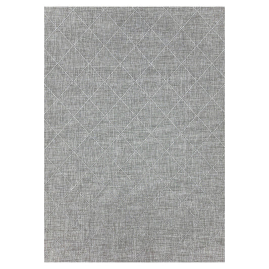 Zagora Vloerkleed – Grijs – Laagpolig & Geruit Design – Voor Binnen & Buiten