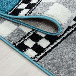 Kids Vloerkleed – Kindervloerkleed – Raceauto blauw – Anti-Allergisch