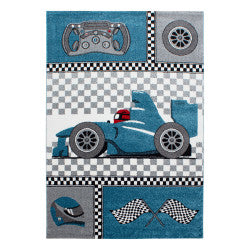 Kids Vloerkleed – Kindervloerkleed – Raceauto blauw – Anti-Allergisch