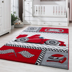 Kids Vloerkleed – Kindervloerkleed – Raceauto Rood – Anti-Allergisch