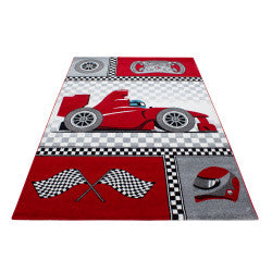Kids Vloerkleed – Kindervloerkleed – Raceauto Rood – Anti-Allergisch