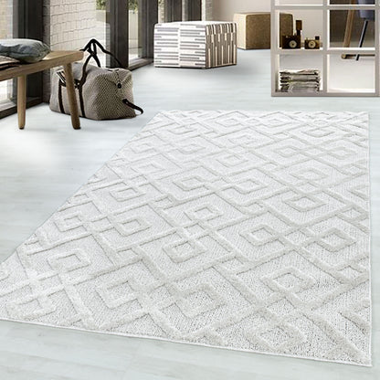 Pisa Vloerkleed – Creme – Geometrisch Doorkijkpatroon – Laagpolig & Modern