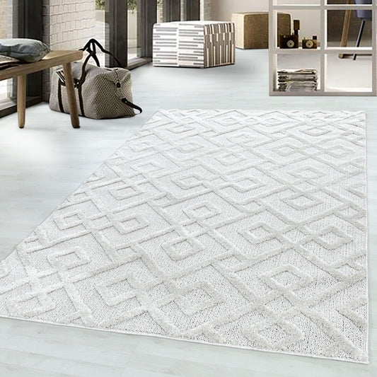 Pisa Vloerkleed – Creme – Geometrisch Doorkijkpatroon – Laagpolig & Modern
