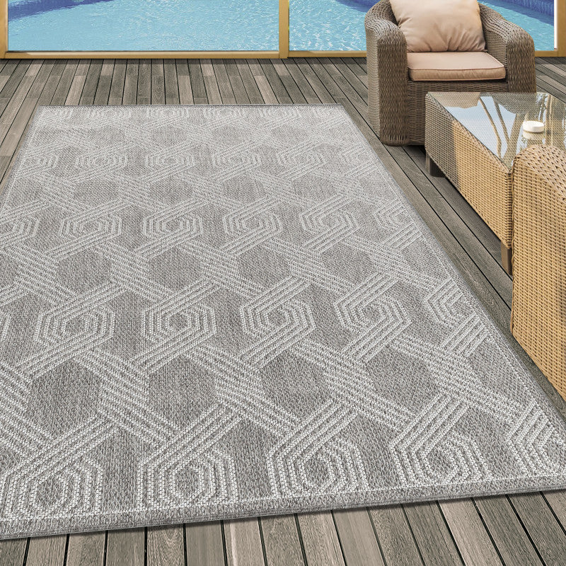 Aruba – Grijs/Beige – Laagpolig & Waterafstotend – Geschikt voor Binnen & Buiten