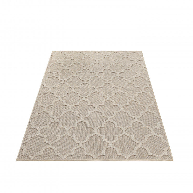 Patara – Marrakesh Patroon Beige – Laagpolig & Weerbestendig – Voor Binnen & Buiten