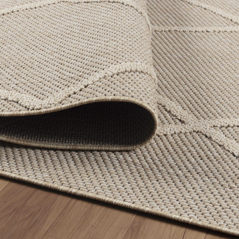 Patara – Diamantmotief Beige – Laagpolig & Weerbestendig – Voor Binnen & Buiten
