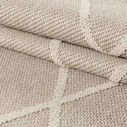 Patara – Diamantmotief Beige – Laagpolig & Weerbestendig – Voor Binnen & Buiten