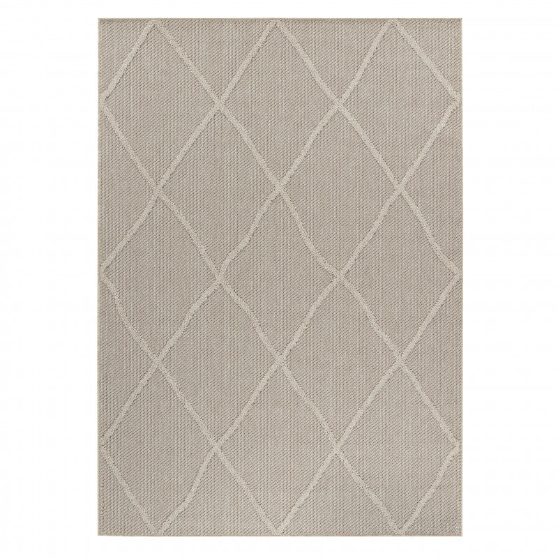 Patara – Diamantmotief Beige – Laagpolig & Weerbestendig – Voor Binnen & Buiten