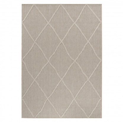 Patara – Diamantmotief Beige – Laagpolig & Weerbestendig – Voor Binnen & Buiten