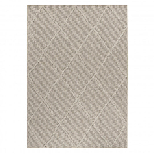 Patara – Diamantmotief Beige – Laagpolig & Weerbestendig – Voor Binnen & Buiten