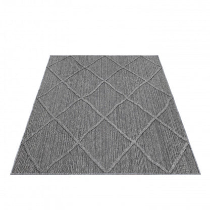 Patara – Diamantmotief Grijs – Laagpolig & Weerbestendig – Voor Binnen & Buiten