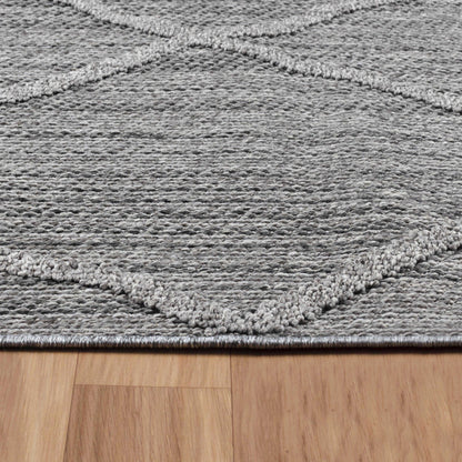Patara – Diamantmotief Grijs – Laagpolig & Weerbestendig – Voor Binnen & Buiten