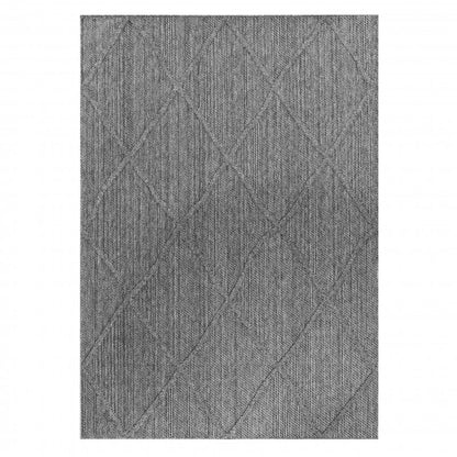 Patara – Diamantmotief Grijs – Laagpolig & Weerbestendig – Voor Binnen & Buiten