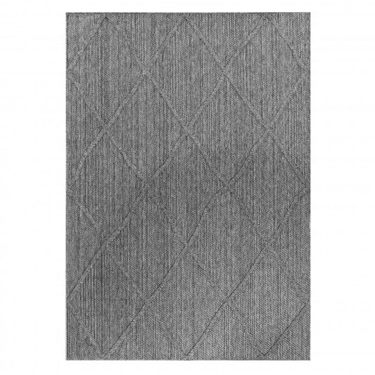 Patara – Diamantmotief Grijs – Laagpolig & Weerbestendig – Voor Binnen & Buiten