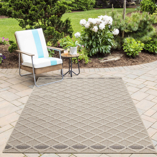 Patara – Klassiek Ruitpatroon Beige – Laagpolig & Weerbestendig – Voor Binnen & Buiten