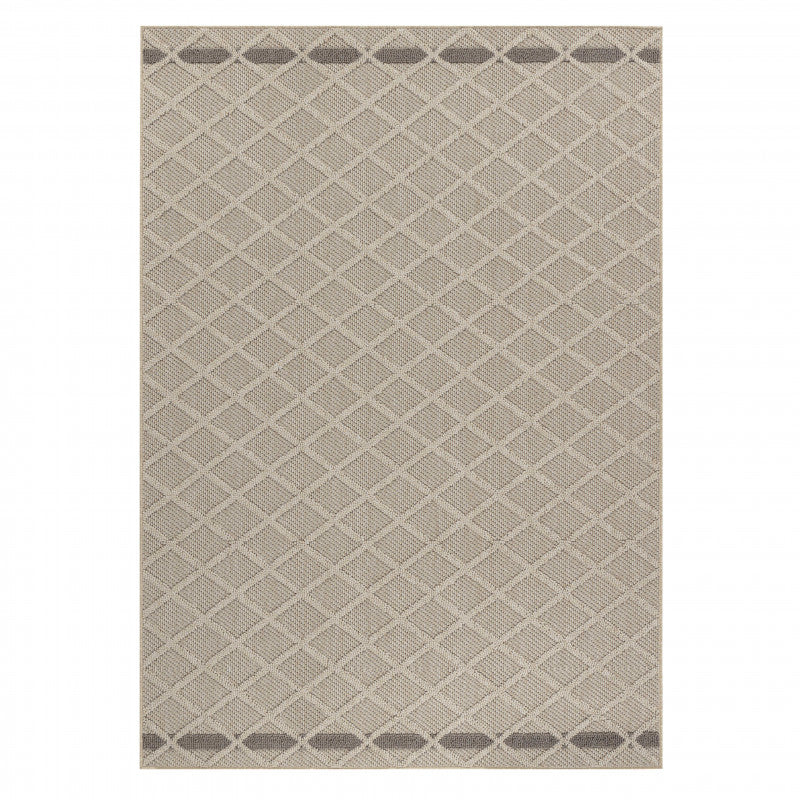 Patara – Klassiek Ruitpatroon Beige – Laagpolig & Weerbestendig – Voor Binnen & Buiten