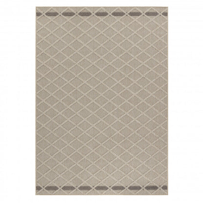 Patara – Klassiek Ruitpatroon Beige – Laagpolig & Weerbestendig – Voor Binnen & Buiten