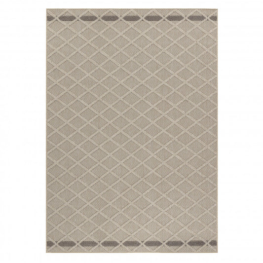 Patara – Klassiek Ruitpatroon Beige – Laagpolig & Weerbestendig – Voor Binnen & Buiten