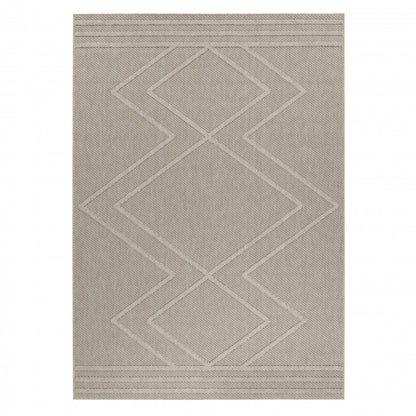 Patara – Nomade Lijnenspel Beige – Laagpolig & Weerbestendig – Voor Binnen & Buiten