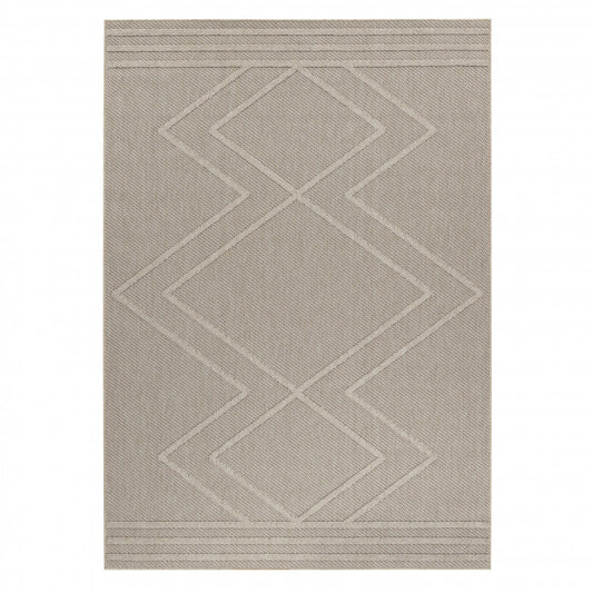 Patara – Nomade Lijnenspel Beige – Laagpolig & Weerbestendig – Voor Binnen & Buiten