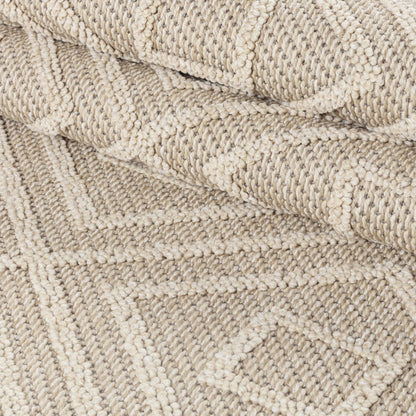 Patara – Tribal Geometrisch Beige – Laagpolig & Weerbestendig – Voor Binnen & Buiten