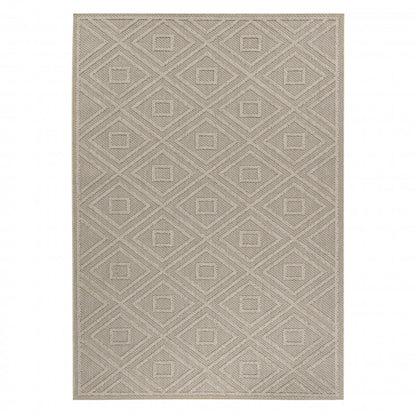 Patara – Tribal Geometrisch Beige – Laagpolig & Weerbestendig – Voor Binnen & Buiten