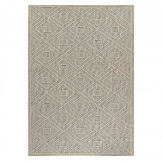 Patara – Tribal Geometrisch Beige – Laagpolig & Weerbestendig – Voor Binnen & Buiten