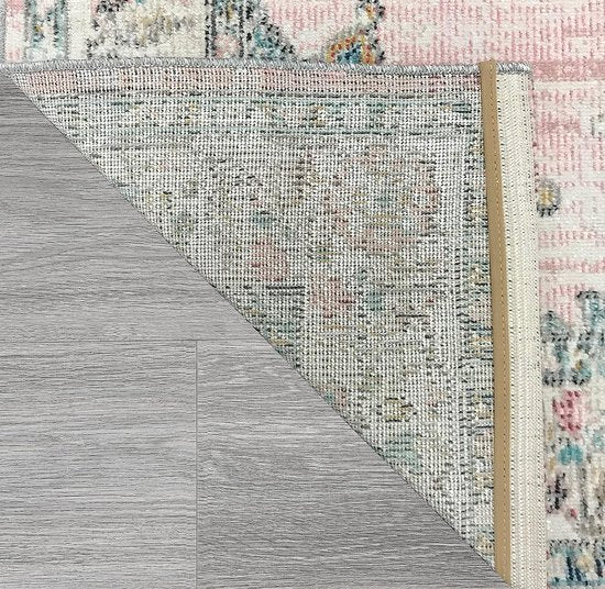 Salsa Vloerkleed – Roze – Klassiek Medaillon Design – Laagpolig Vloerkleed