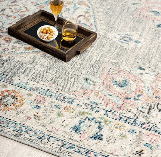 Salsa Vloerkleed – Grijs – Klassiek Medaillon Design – Laagpolig Vloerkleed
