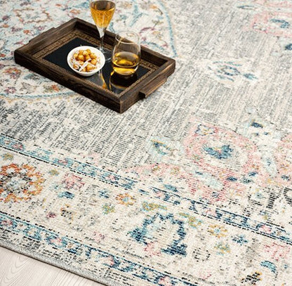 Salsa Vloerkleed – Grijs – Klassiek Medaillon Design – Laagpolig Vloerkleed