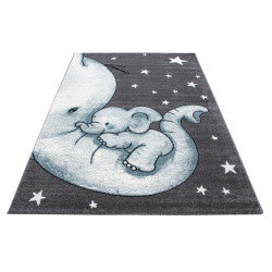 Kids Vloerkleed – Kindervloerkleed – Babyolifant Blauw – Anti-Allergisch