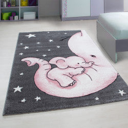 Kids Vloerkleed – Kindervloerkleed – Babyolifant Roze – Anti-Allergisch