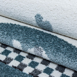 Kids Vloerkleed – Kindervloerkleed – Olifant in de Regen Blauw – Anti-Allergisch
