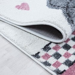 Kids Vloerkleed – Kindervloerkleed – Olifant in de Regen Roze – Anti-Allergisch