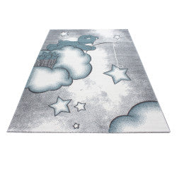 Kids Vloerkleed – Kindervloerkleed – Beer & Ster Blauw – Anti-Allergisch