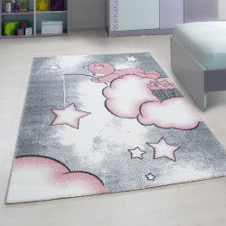 Kids Vloerkleed – Kindervloerkleed – Beer & Ster Roze – Anti-Allergisch